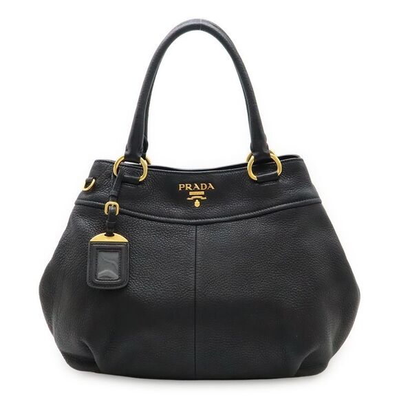 Prada Handbags - Prada Tote Handbag Leather NERO Black Gold Hardware Missing Shoulder Strap